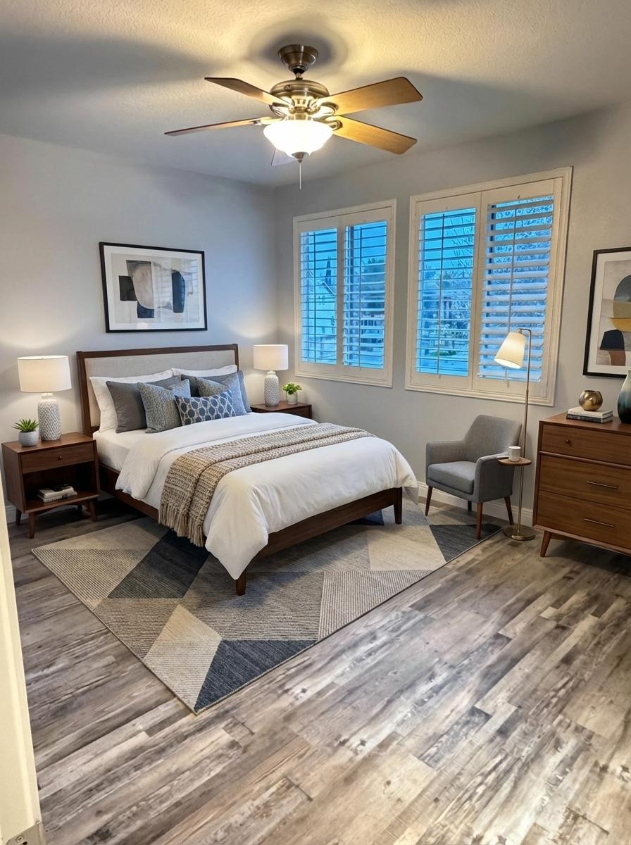 Master bedroom — staged